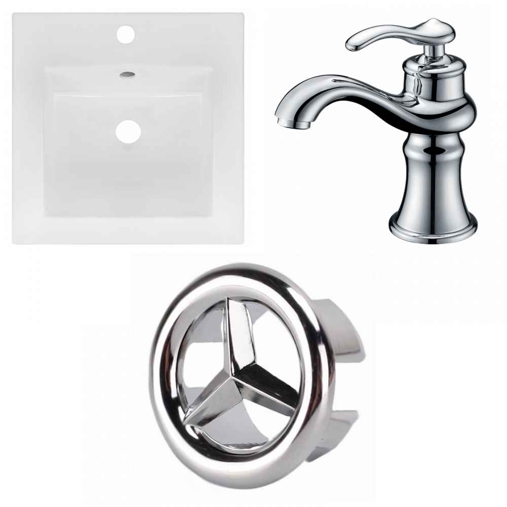 16.5-in. W 1 Hole Ceramic Top Set In White Color