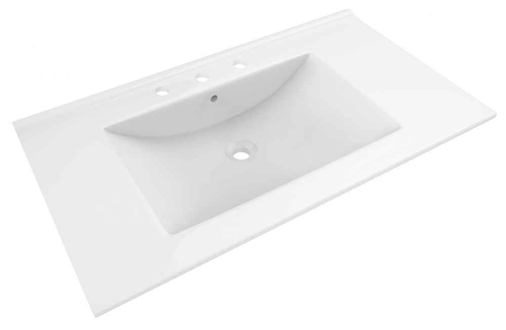 35.5-in. W 3H8-in. Ceramic Top Set In White Color - Overflow Drain Incl.