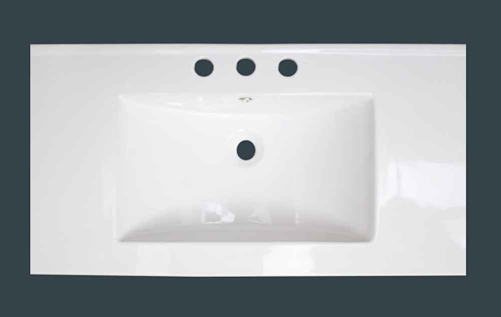 35.5-in. W 3H8-in. Ceramic Top Set In White Color - Overflow Drain Incl.