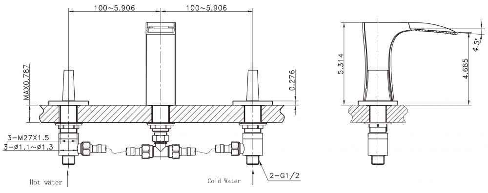 35.5-in. W 3H8-in. Ceramic Top Set In White Color - Overflow Drain Incl.