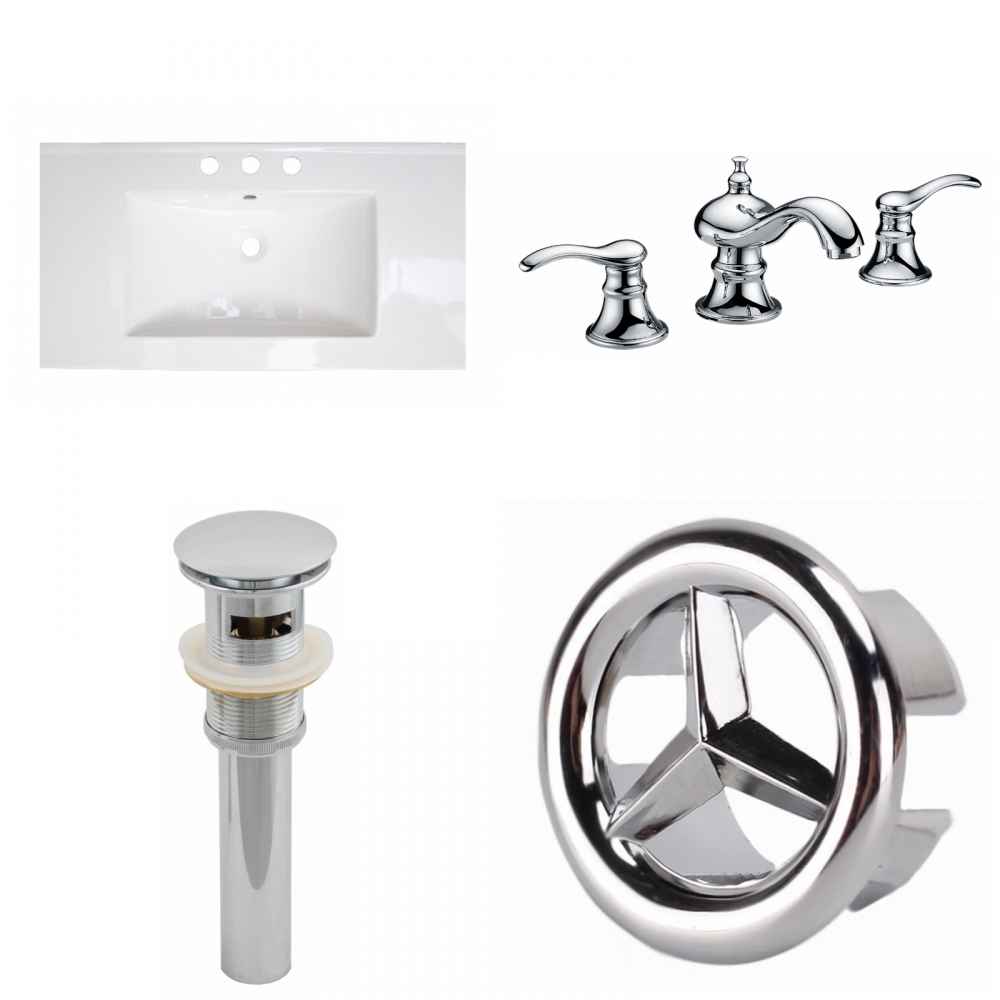 32-in. W 3H8-in. Ceramic Top Set In White Color - Overflow Drain Incl.