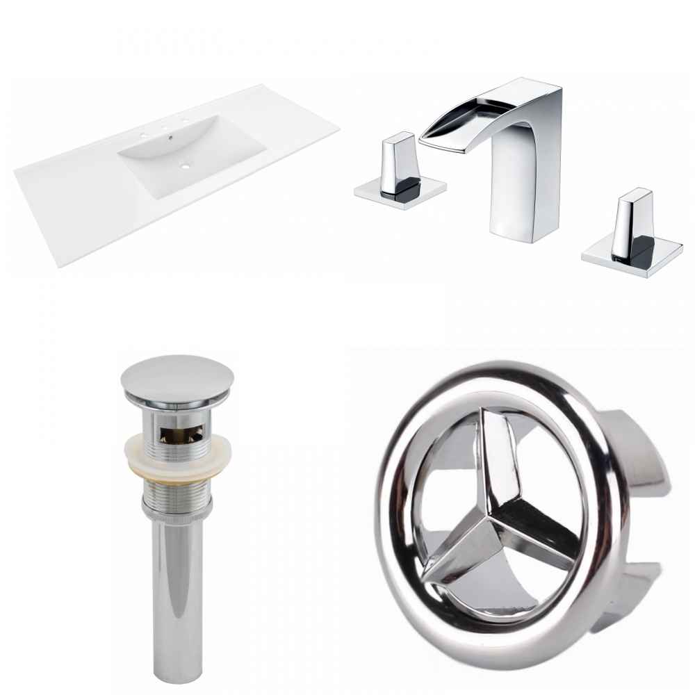 48-in. W 3H8-in. Ceramic Top Set In White Color - Overflow Drain Incl.