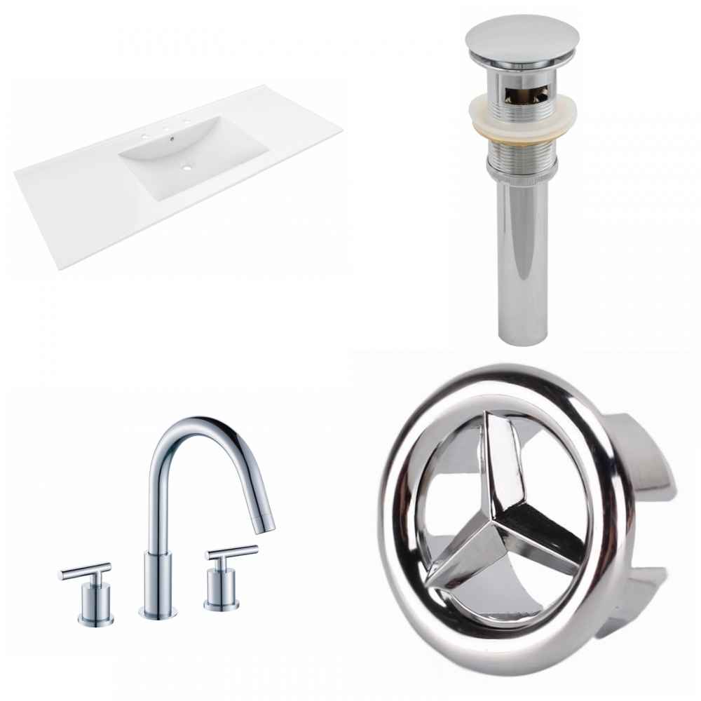 48-in. W 3H8-in. Ceramic Top Set In White Color - Overflow Drain Incl.