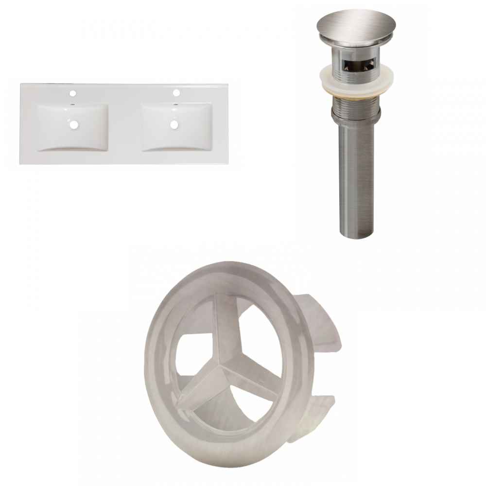 48-in. W 1 Hole Ceramic Top Set In White Color - Overflow Drain Incl.
