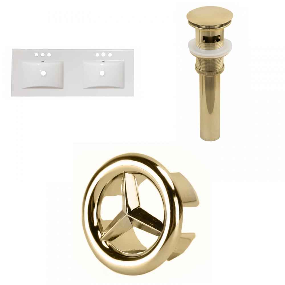 59-in. W 3H4-in. Ceramic Top Set In White Color - Overflow Drain Incl.