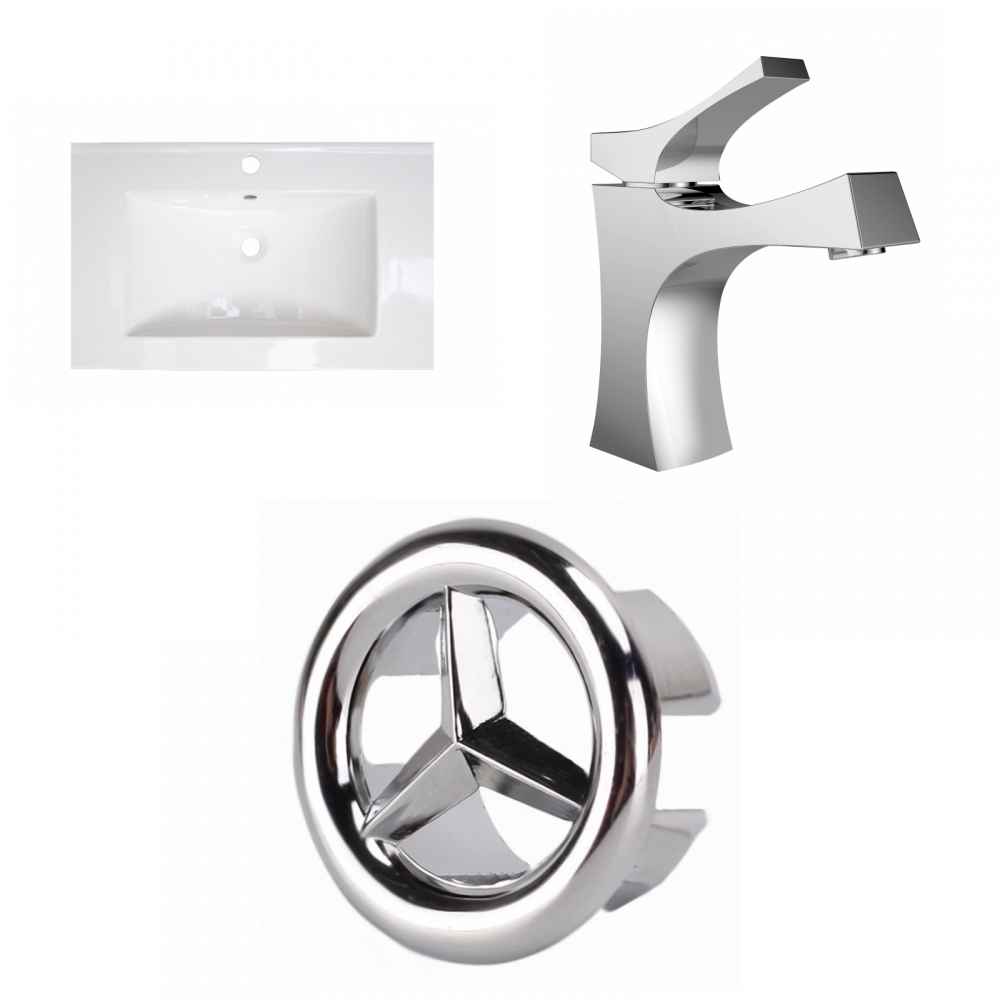 24.25-in. W 1 Hole Ceramic Top Set In White Color