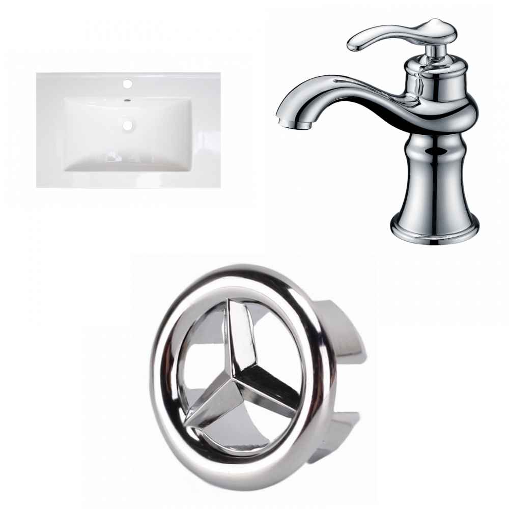 24.25-in. W 1 Hole Ceramic Top Set In White Color