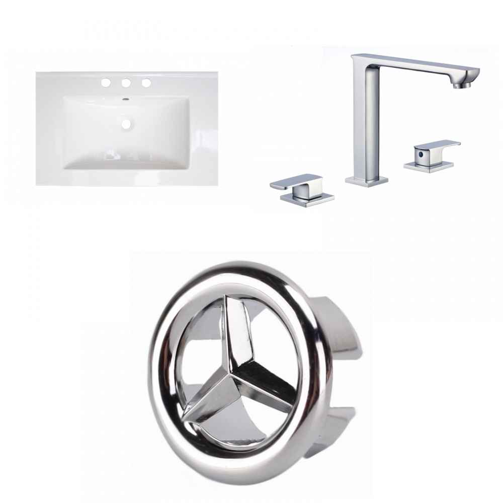 24.25-in. W 3H8-in. Ceramic Top Set In White Color