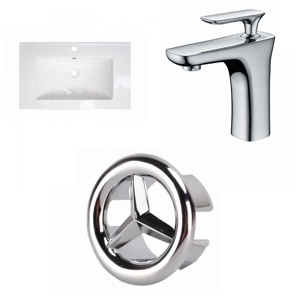 32-in. W 1 Hole Ceramic Top Set In White Color