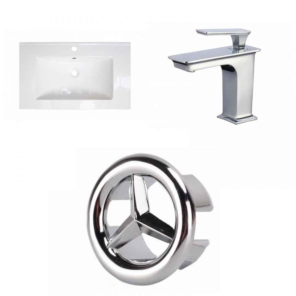 32-in. W 1 Hole Ceramic Top Set In White Color