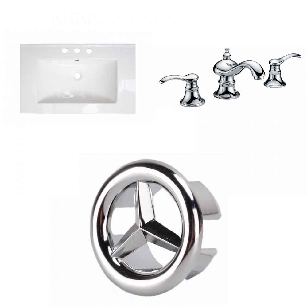 32-in. W 3H8-in. Ceramic Top Set In White Color