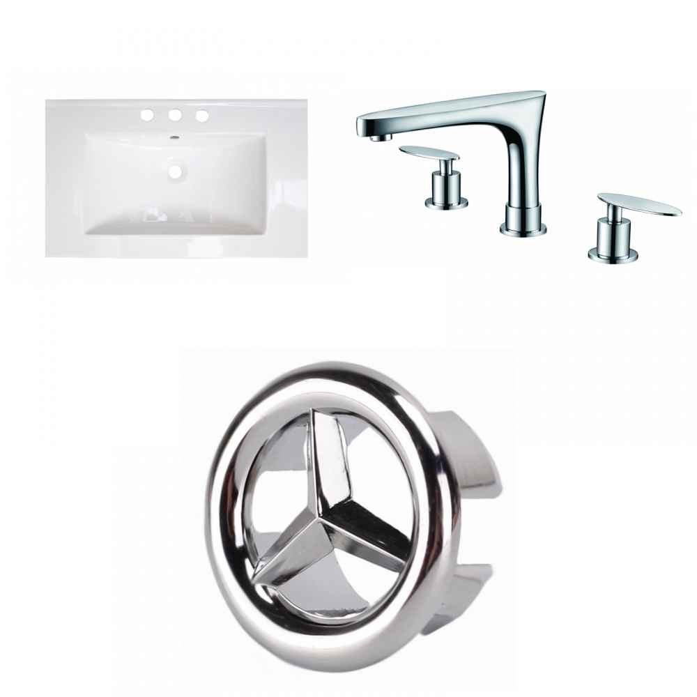 32-in. W 3H8-in. Ceramic Top Set In White Color