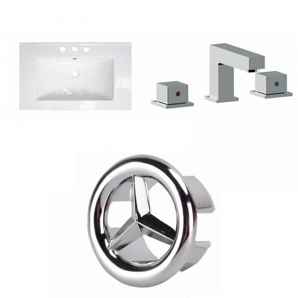32-in. W 3H8-in. Ceramic Top Set In White Color