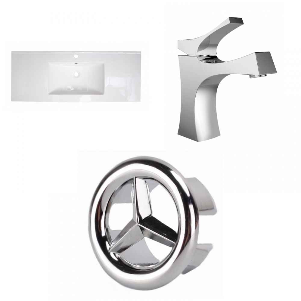48-in. W 1 Hole Ceramic Top Set In White Color