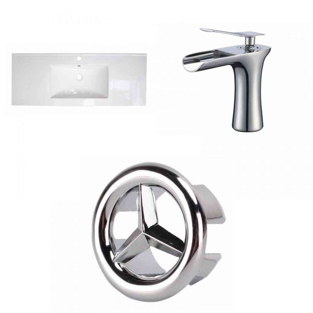48-in. W 1 Hole Ceramic Top Set In White Color