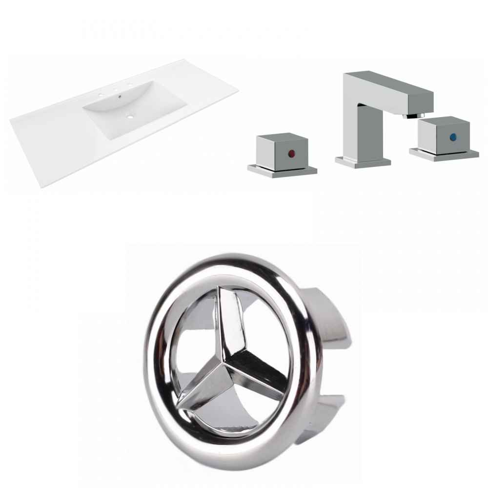 48-in. W 3H8-in. Ceramic Top Set In White Color
