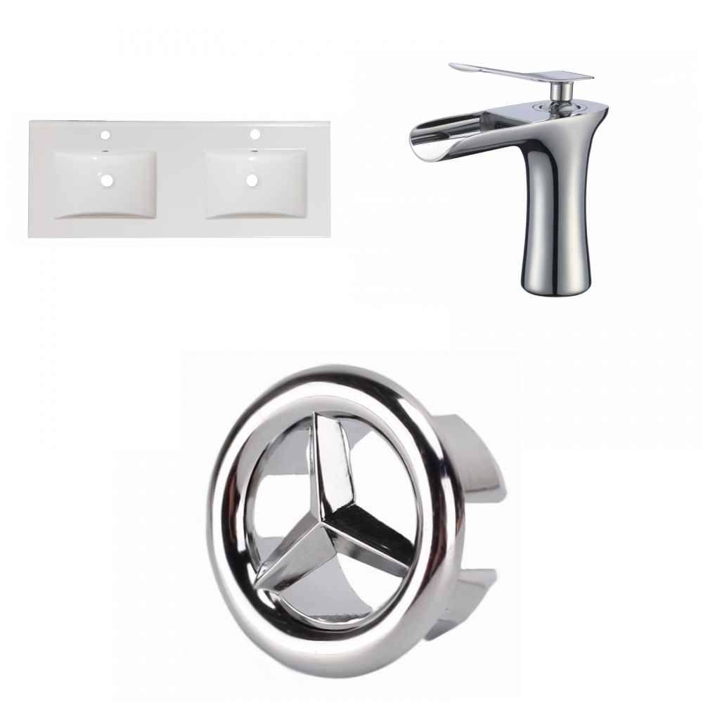 59-in. W 1 Hole Ceramic Top Set In White Color