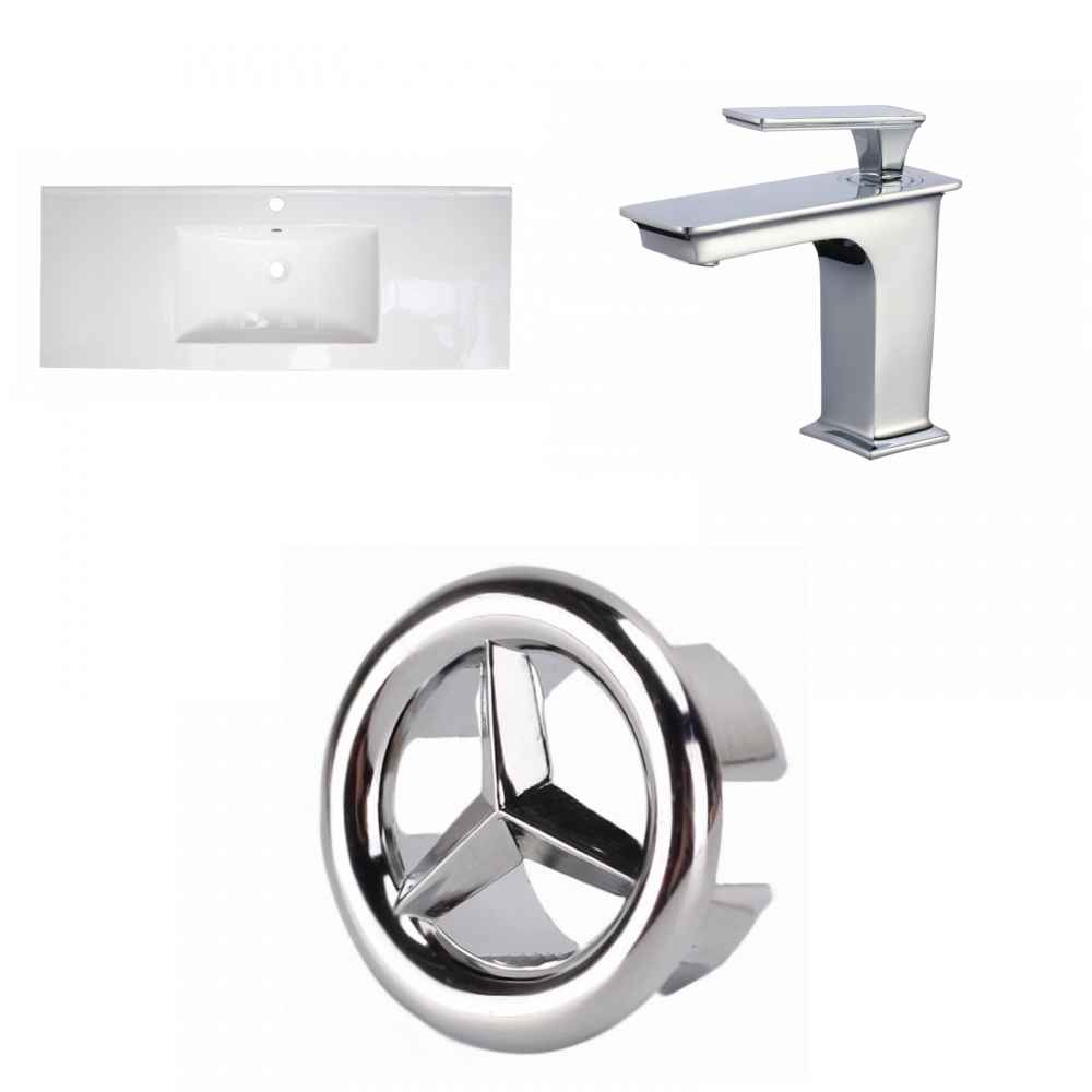 39.75-in. W 1 Hole Ceramic Top Set In White Color