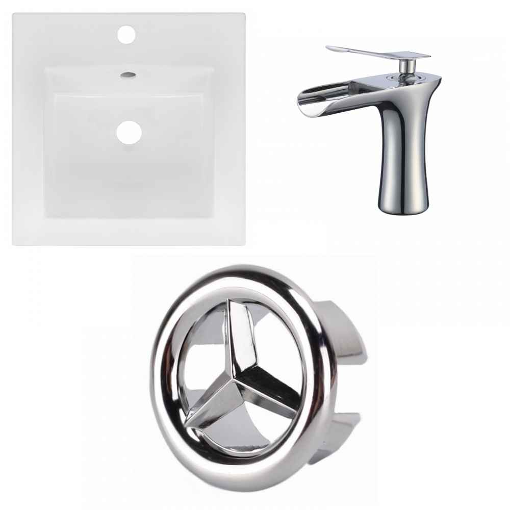 16.5-in. W 1 Hole Ceramic Top Set In White Color