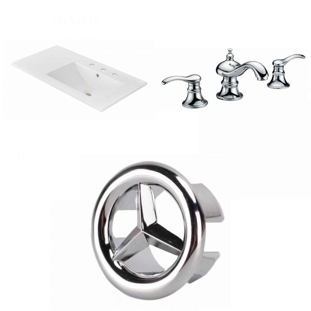 35.5-in. W 3H8-in. Ceramic Top Set In White Color