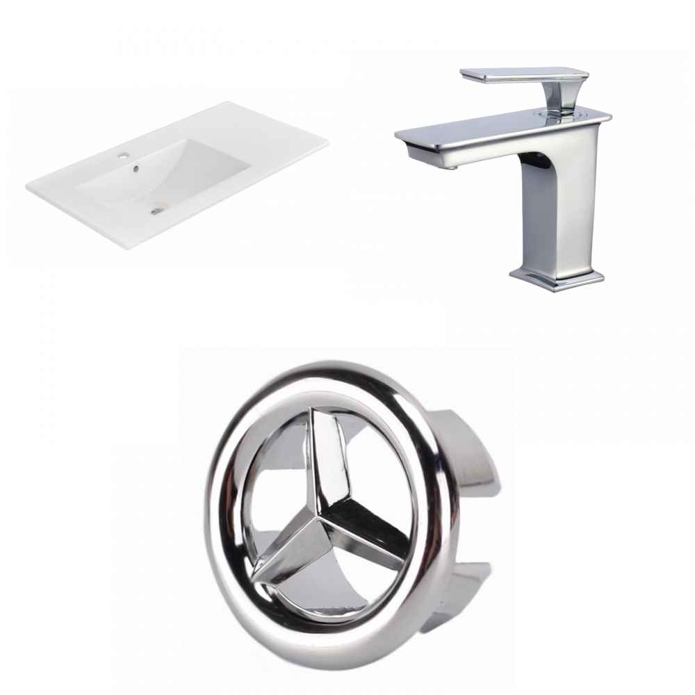 35.5-in. W 1 Hole Ceramic Top Set In White Color