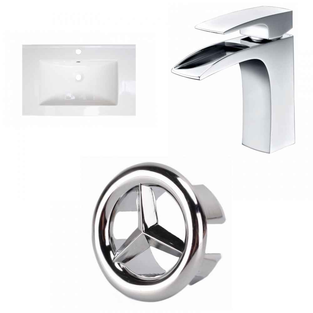 25-in. W 1 Hole Ceramic Top Set In White Color
