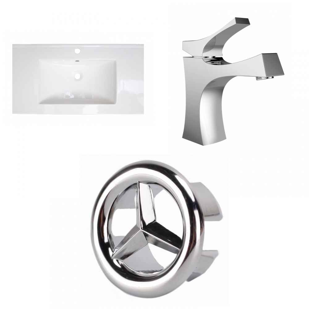 36.75-in. W 1 Hole Ceramic Top Set In White Color
