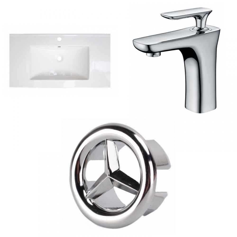 36.75-in. W 1 Hole Ceramic Top Set In White Color