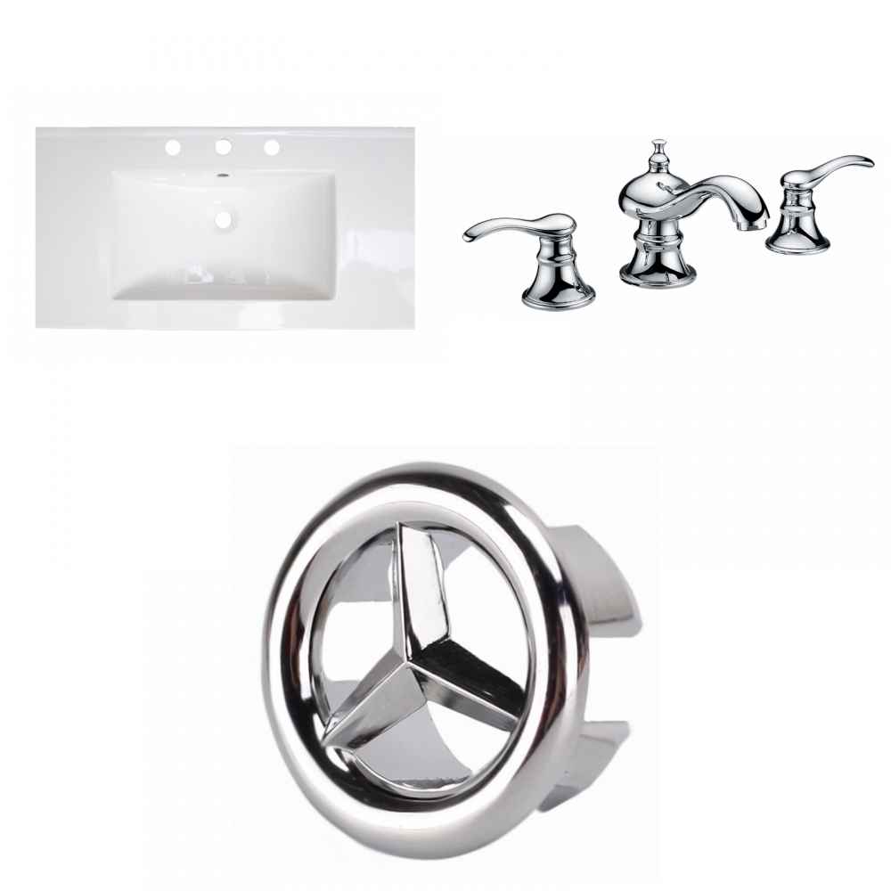 36.75-in. W 3H8-in. Ceramic Top Set In White Color