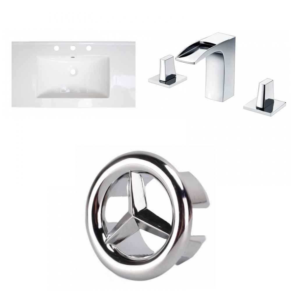 36.75-in. W 3H8-in. Ceramic Top Set In White Color