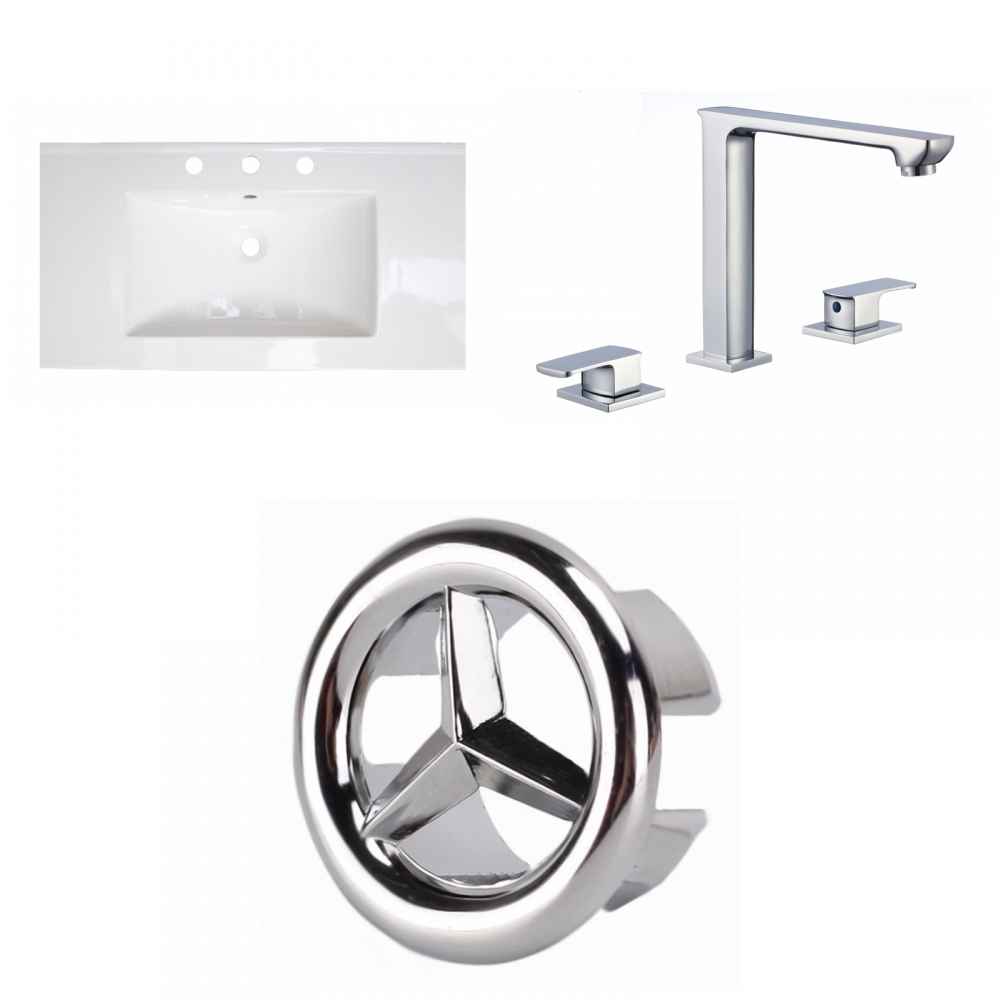 36.75-in. W 3H8-in. Ceramic Top Set In White Color