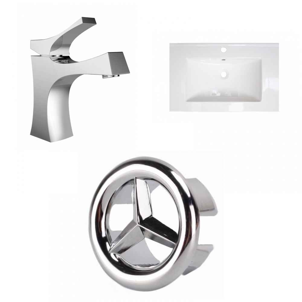 24-in. W 1 Hole Ceramic Top Set In White Color