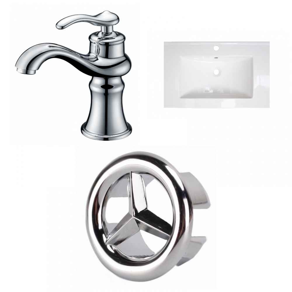 24-in. W 1 Hole Ceramic Top Set In White Color