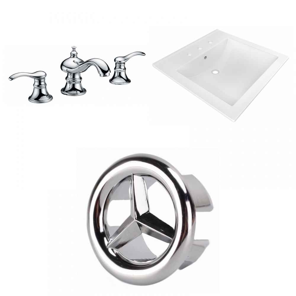 21.5-in. W 3H8-in. Ceramic Top Set In White Color