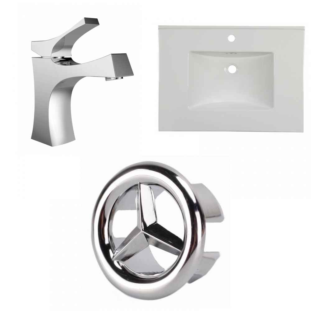 30.75-in. W 1 Hole Ceramic Top Set In White Color