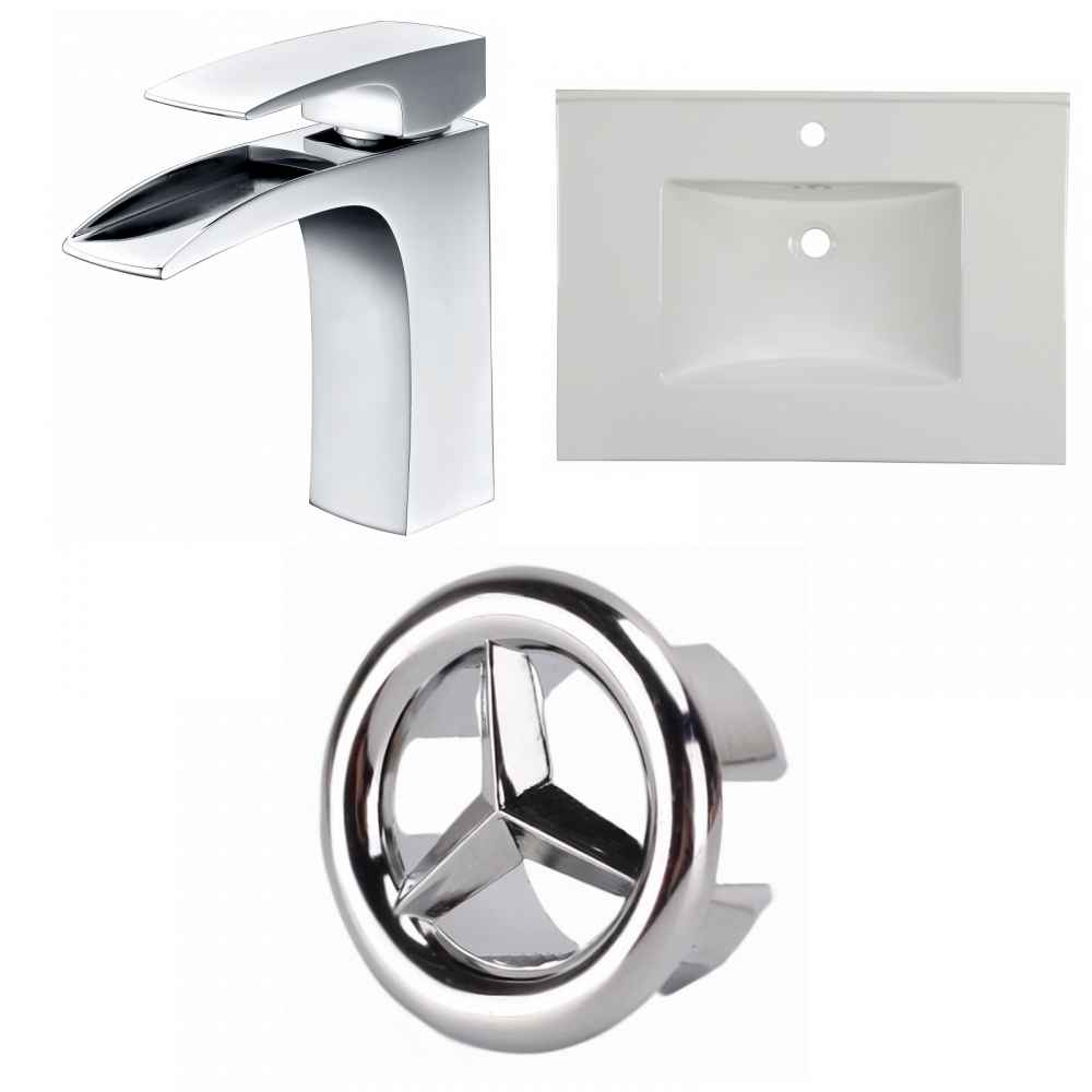 30.75-in. W 1 Hole Ceramic Top Set In White Color