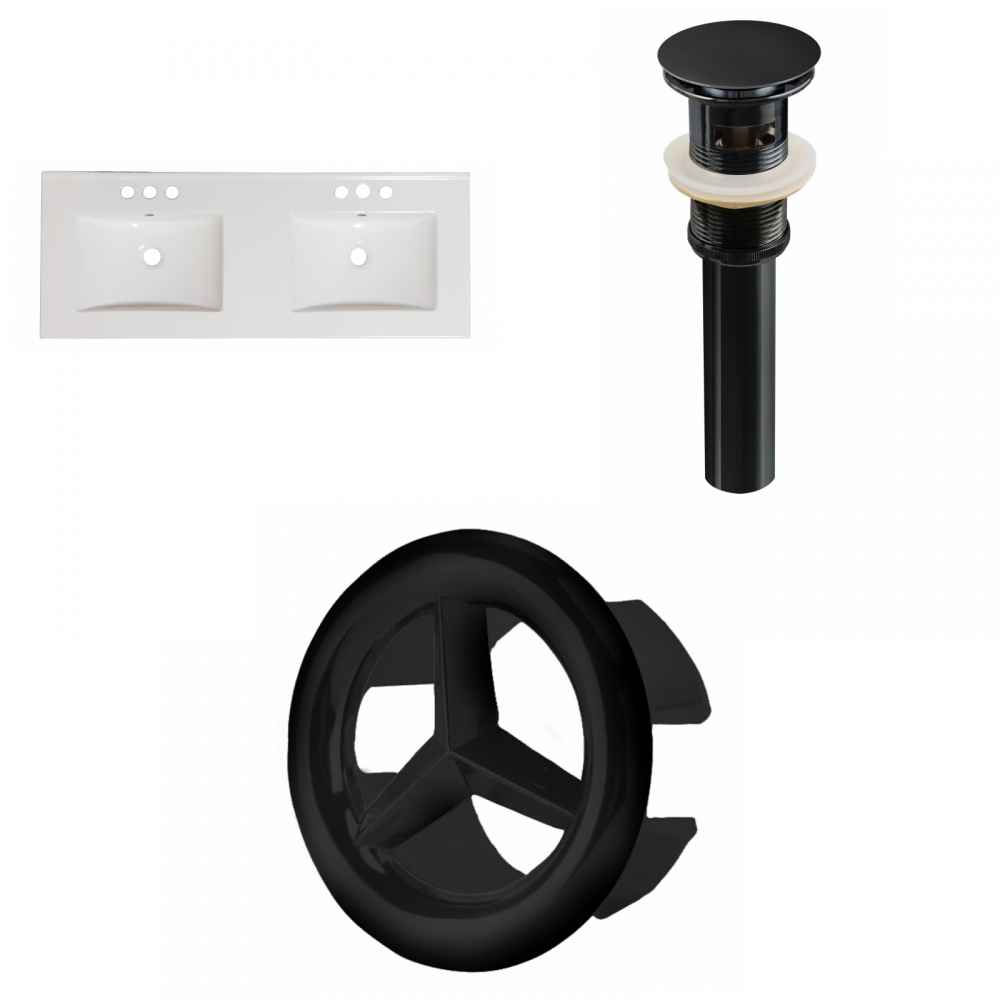 48-in. W 3H8-in. Ceramic Top Set In White Color - Overflow Drain Incl.