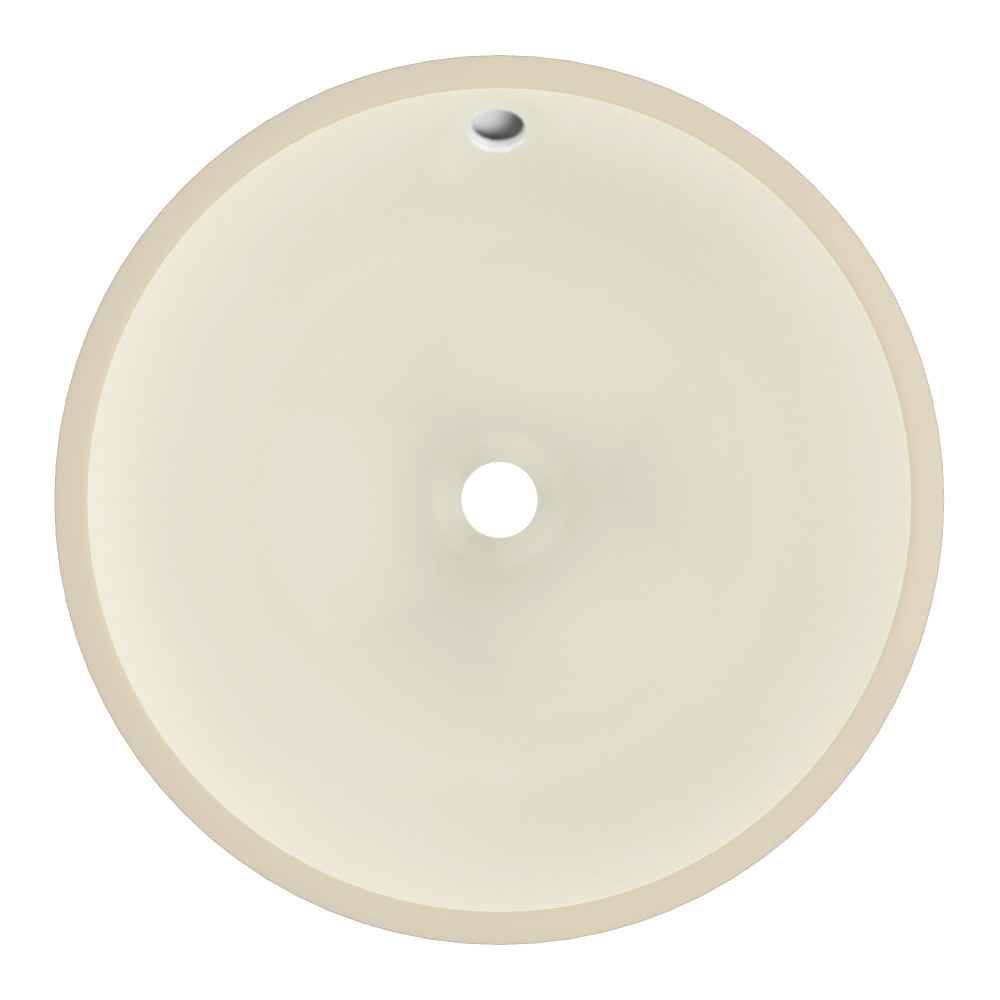16-in. W Round Bathroom Undermount Sink Set In Biscuit - Black Hardware - Overflow Drain Incl.