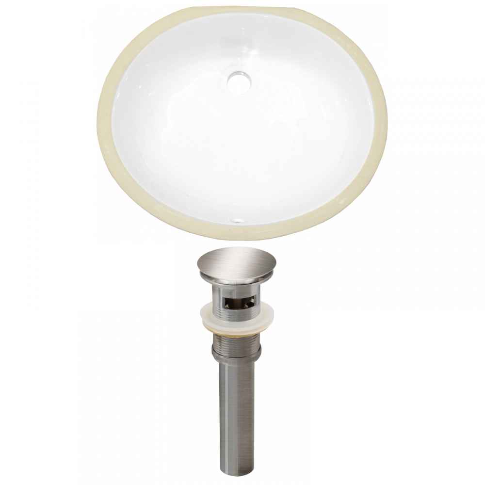 18.25-in. W CSA Oval Bathroom Undermount Sink Set In White - Brushed Nickel Hardware - Overflow Drain Incl.