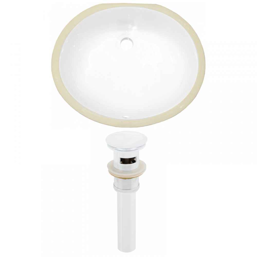 16.5-in. W CSA Oval Bathroom Undermount Sink Set In White - White Hardware - Overflow Drain Incl.