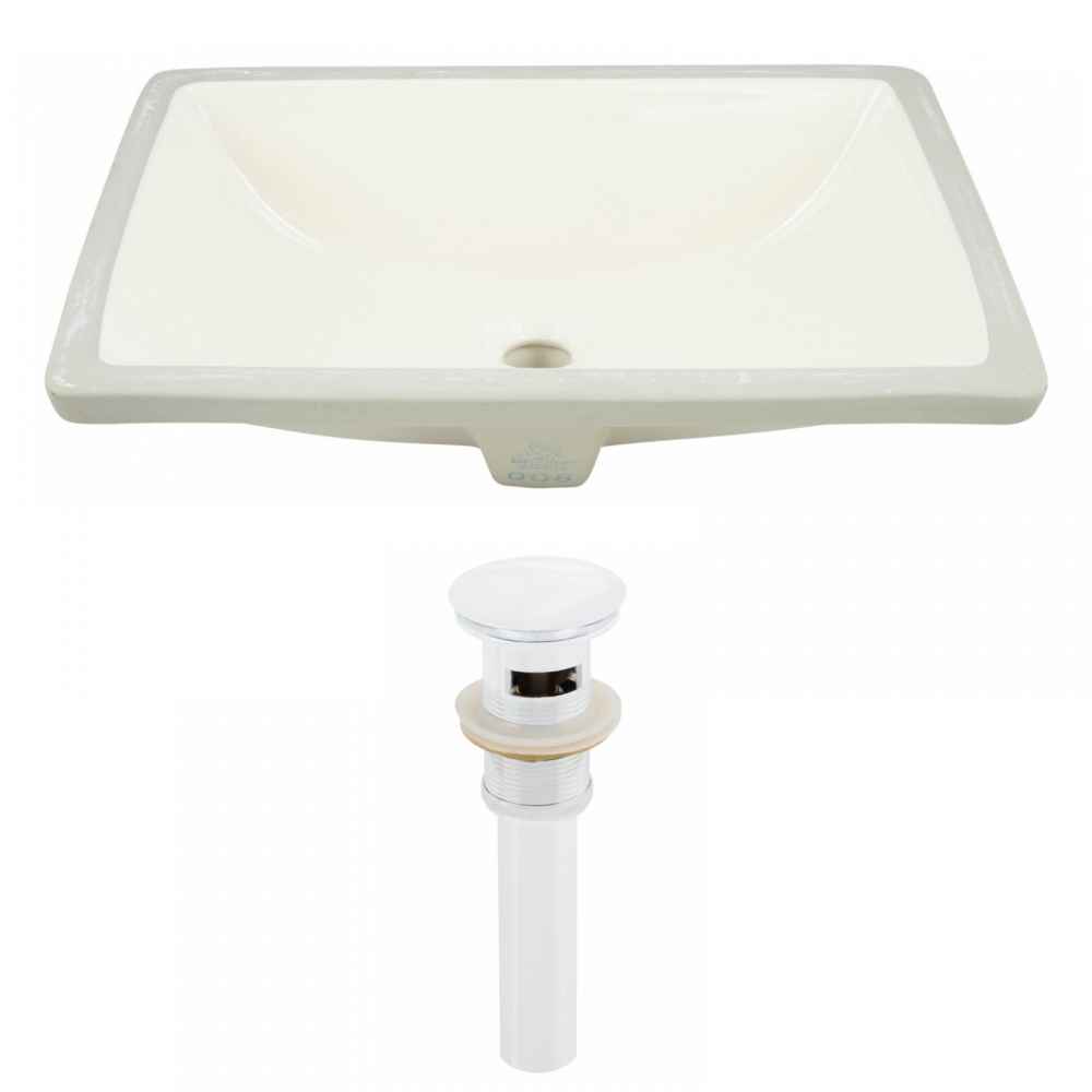 20.75-in. W CSA Rectangle Bathroom Undermount Sink Set In Biscuit - White Hardware - Overflow Drain Incl.