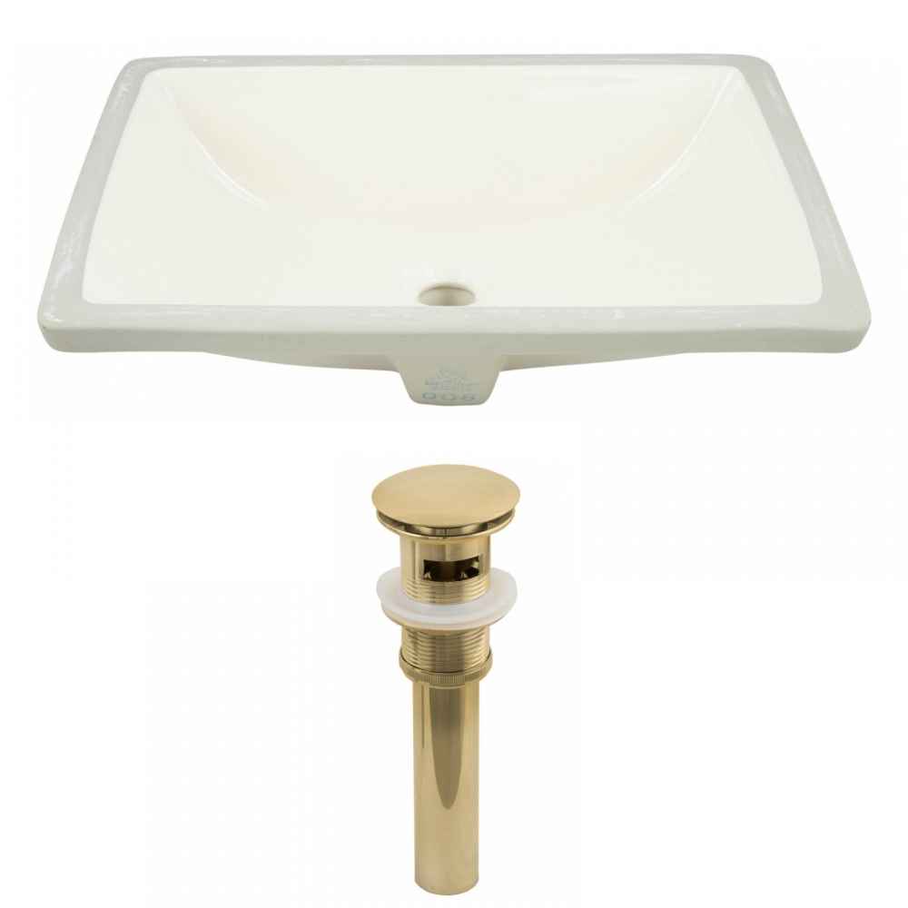 20.75-in. W CSA Rectangle Bathroom Undermount Sink Set In Biscuit - Gold Hardware - Overflow Drain Incl.