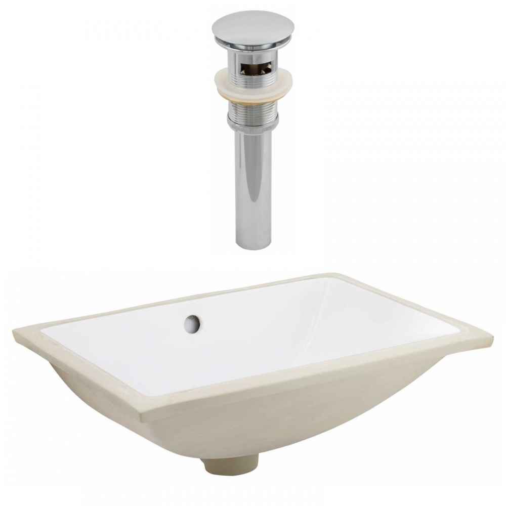 20.75-in. W CSA Rectangle Bathroom Undermount Sink Set In White - Chrome Hardware - Overflow Drain Incl.