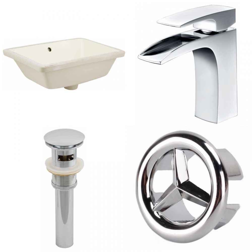 18.25-in. W CUPC Rectangle Bathroom Undermount Sink Set In Biscuit - Chrome Hardware - Overflow Drain Incl.
