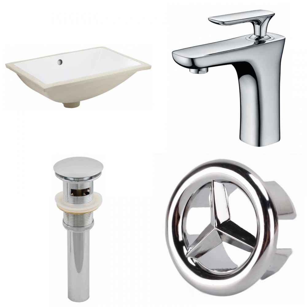 18.25-in. W CUPC Rectangle Bathroom Undermount Sink Set In White - Chrome Hardware - Overflow Drain Incl.