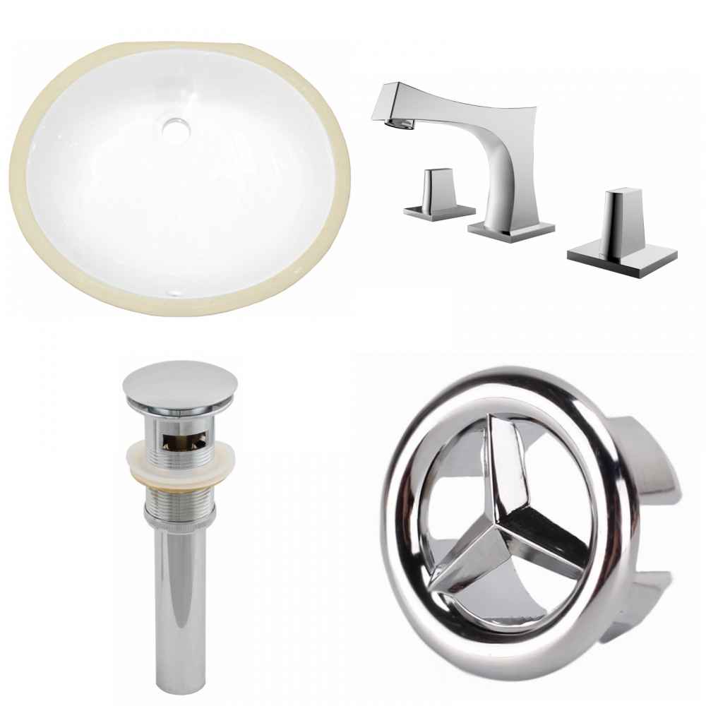19.5-in. W CUPC Oval Bathroom Undermount Sink Set In White - Chrome Hardware - Overflow Drain Incl.