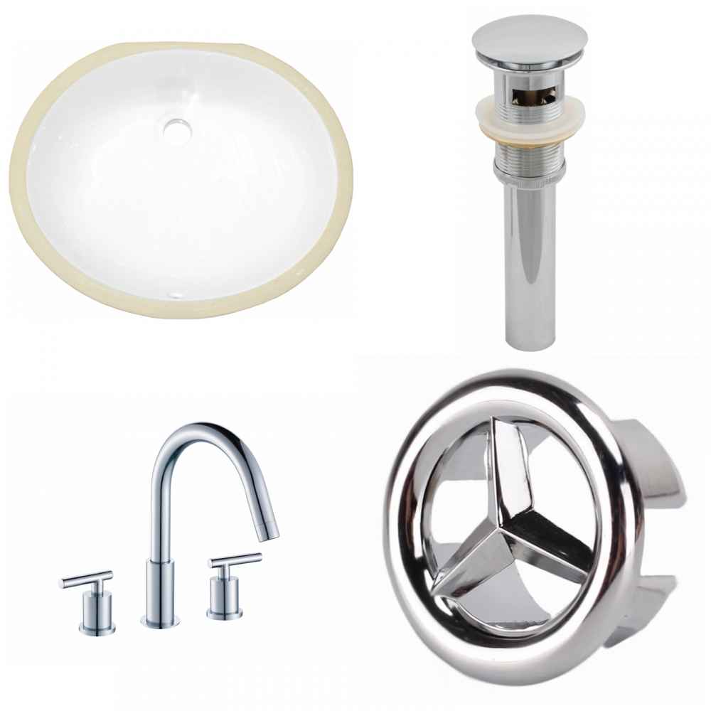19.5-in. W CUPC Oval Bathroom Undermount Sink Set In White - Chrome Hardware - Overflow Drain Incl.
