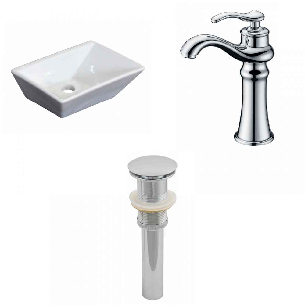 12-in. x 9-in. Rectangle Bathroom Vessel Sink Set White Enamel Glaze