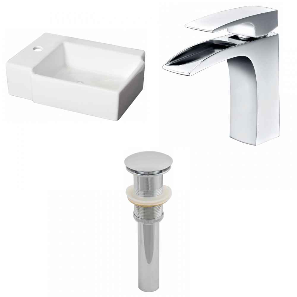 16.25-in. x 11.75-in. Rectangle Bathroom Vessel Sink Set White Enamel Glaze