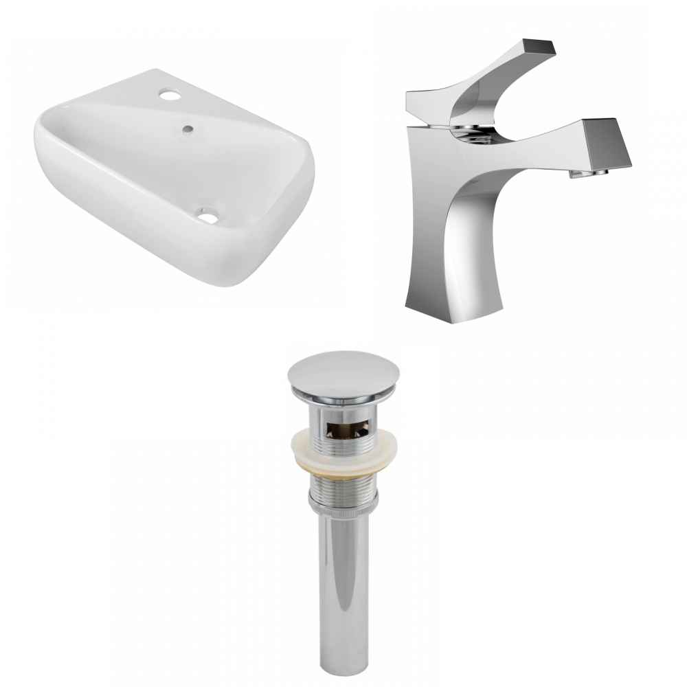 17.5-in. x 11-in. Rectangle Bathroom Vessel Sink Set White Enamel Glaze